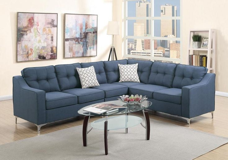 Light Blue Color Corner Sofa Luxium India